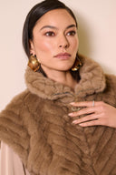 Joseph Ribkoff Chevron Faux Fur Mock Neck Vest Style 254906