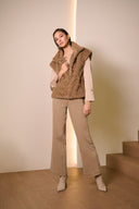 Joseph Ribkoff Chevron Faux Fur Mock Neck Vest Style 254906