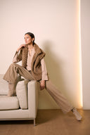 Joseph Ribkoff Chevron Faux Fur Mock Neck Vest Style 254906