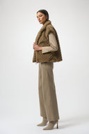 Joseph Ribkoff Chevron Faux Fur Mock Neck Vest Style 254906