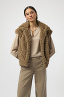 Joseph Ribkoff Chevron Faux Fur Mock Neck Vest Style 254906