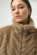 Joseph Ribkoff Chevron Faux Fur Mock Neck Vest Style 254906