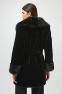 Joseph Ribkoff Black Faux Fur Shawl Collar Fitted Coat Style 254907