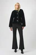 Joseph Ribkoff Black Faux Fur Boxy Jacket Style 254909