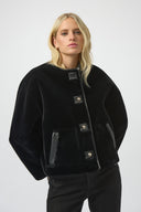 Joseph Ribkoff Black Faux Fur Boxy Jacket Style 254909