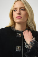 Joseph Ribkoff Black Faux Fur Boxy Jacket Style 254909