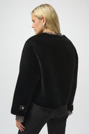 Joseph Ribkoff Black Faux Fur Boxy Jacket Style 254909