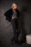Joseph Ribkoff Black Faux Fur Boxy Jacket Style 254909