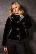 Joseph Ribkoff Black Faux Fur Boxy Jacket Style 254909