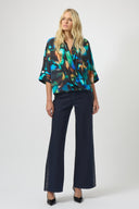 Joseph Ribkoff Classic Wide Leg Jeans with Rhinestone Seams Style 254918