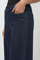 Joseph Ribkoff Classic Wide Leg Jeans with Rhinestone Seams Style 254918