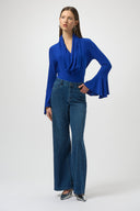 Joseph Ribkoff Classic Wide Leg Jeans with Rhinestones Style 254921