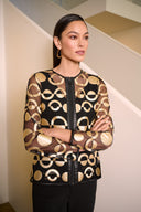 Joseph Ribkoff Mesh and Leatherette Collarless Jacket Style 254923