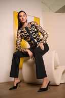 Joseph Ribkoff Mesh and Leatherette Collarless Jacket Style 254923