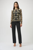 Joseph Ribkoff Mesh and Leatherette Collarless Jacket Style 254923