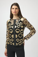 Joseph Ribkoff Mesh and Leatherette Collarless Jacket Style 254923