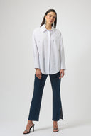 Joseph Ribkoff White Boxy Blouse with Rhinestones Style 254924