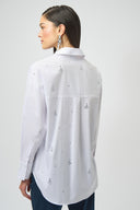 Joseph Ribkoff White Boxy Blouse with Rhinestones Style 254924