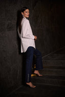 Joseph Ribkoff White Boxy Blouse with Rhinestones Style 254924