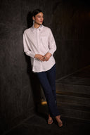 Joseph Ribkoff White Boxy Blouse with Rhinestones Style 254924