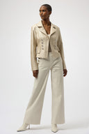 Joseph Ribkoff Gold Leatherette Notched Collar Fitted Jacket Style 254925