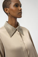 Joseph Ribkoff Button-Front Blouse with Embellished Collar Style 254926