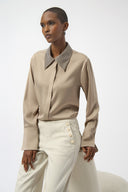 Joseph Ribkoff Button-Front Blouse with Embellished Collar Style 254926