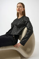 Joseph Ribkoff Foiled Faux Suede Diamond Quilt Studded Jacket Style 254929