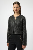 Joseph Ribkoff Foiled Faux Suede Diamond Quilt Studded Jacket Style 254929