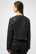 Joseph Ribkoff Foiled Faux Suede Diamond Quilt Studded Jacket Style 254929