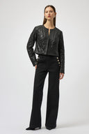 Joseph Ribkoff Foiled Faux Suede Diamond Quilt Studded Jacket Style 254929