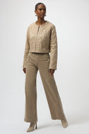 Joseph Ribkoff Foiled Faux Suede Diamond Quilt Studded Jacket Style 254929