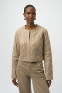 Joseph Ribkoff Foiled Faux Suede Diamond Quilt Studded Jacket Style 254929