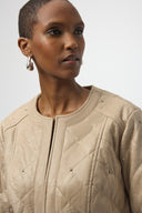Joseph Ribkoff Foiled Faux Suede Diamond Quilt Studded Jacket Style 254929
