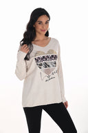 Frank Lyman V-neck Leopard Print Pullover Style 254931