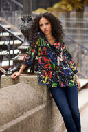 Joseph Ribkoff High-Low Abstract Print Top Style 254932