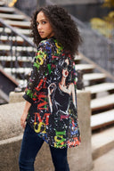 Frank Lyman High-Low Abstract Print Top Style 254932