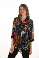 Frank Lyman High-Low Abstract Print Top Style 254932
