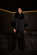 Joseph Ribkoff Black/Gold Cape with Faux Fur Accents Style 254934