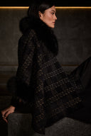 Joseph Ribkoff Black/Gold Cape with Faux Fur Accents Style 254934