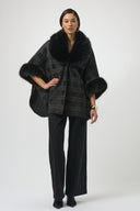 Joseph Ribkoff Black/Gold Cape with Faux Fur Accents Style 254934