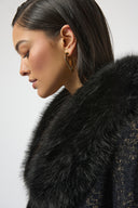 Joseph Ribkoff Black/Gold Cape with Faux Fur Accents Style 254934