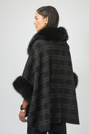 Joseph Ribkoff Black/Gold Cape with Faux Fur Accents Style 254934