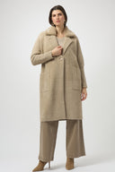 Joseph Ribkoff Feather Yarn and Faux Fur Sweater Coat Style 254954