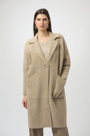 Joseph Ribkoff Feather Yarn and Faux Fur Sweater Coat Style 254954