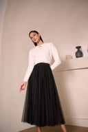 Joseph Ribkoff Black Tulle Flared Skirt Style 254927