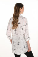 Frank Lyman Chic Letter Print Buttoned Blouse Style 254995