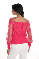Frank Lyman Fuchsia Off-The-Shoulder Floral Top Style 256764U