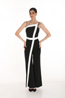 Frank Lyman Black/Off-White Sleeveless Jumpsuit Style 259104