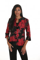 Frank Lyman Black/Red Organza Jacket with Floral Design Style 259157